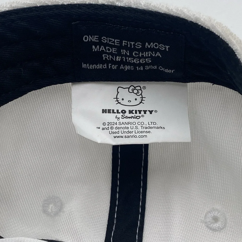 Sanrio Hello Kitty Hat Adult Strapback White Cotton Terry Cloth Cleaned See Pics